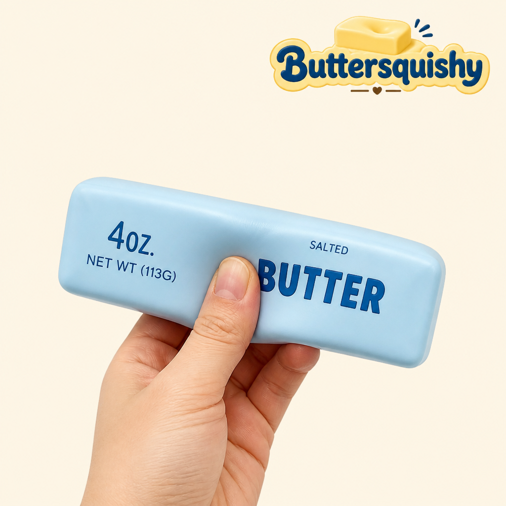 Blue Butter Stick being squeezed